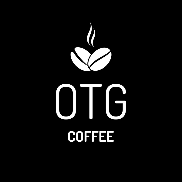 OTG Coffee's logo featuring coffee beans and their wordmark